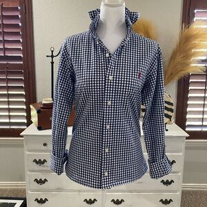 Men's Navy Gingham Button-Down Shirt